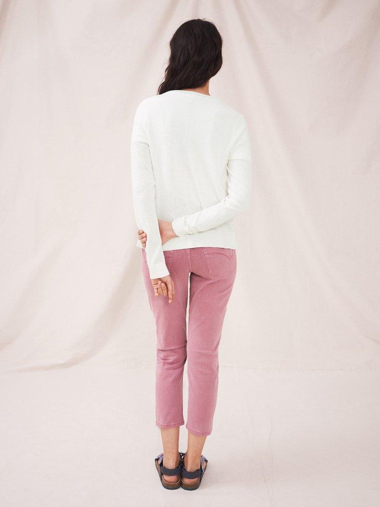 Lulu Cardigan in NAT WHITE - MODEL BACK