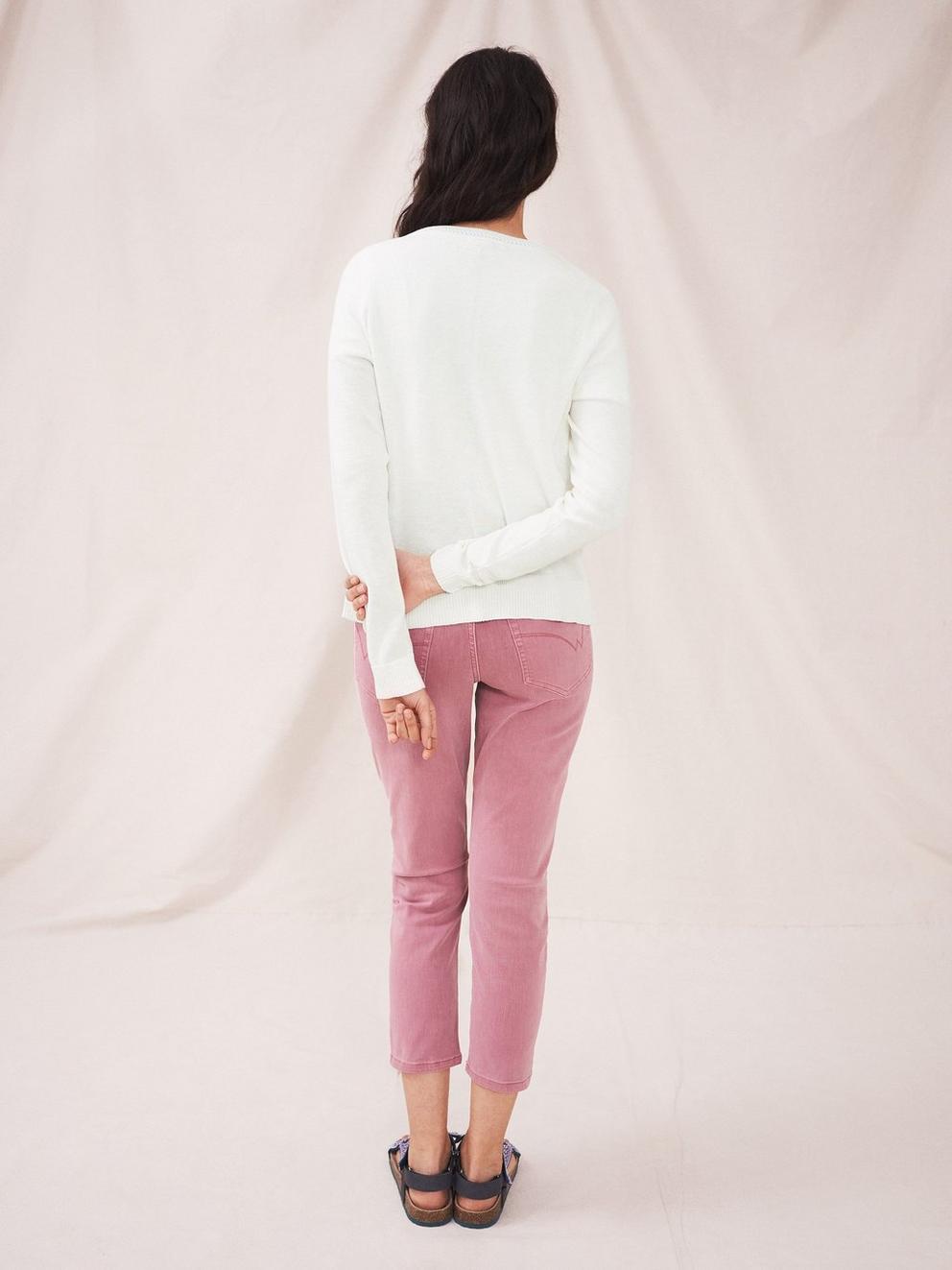 Lulu Cardigan in NAT WHITE - MODEL BACK