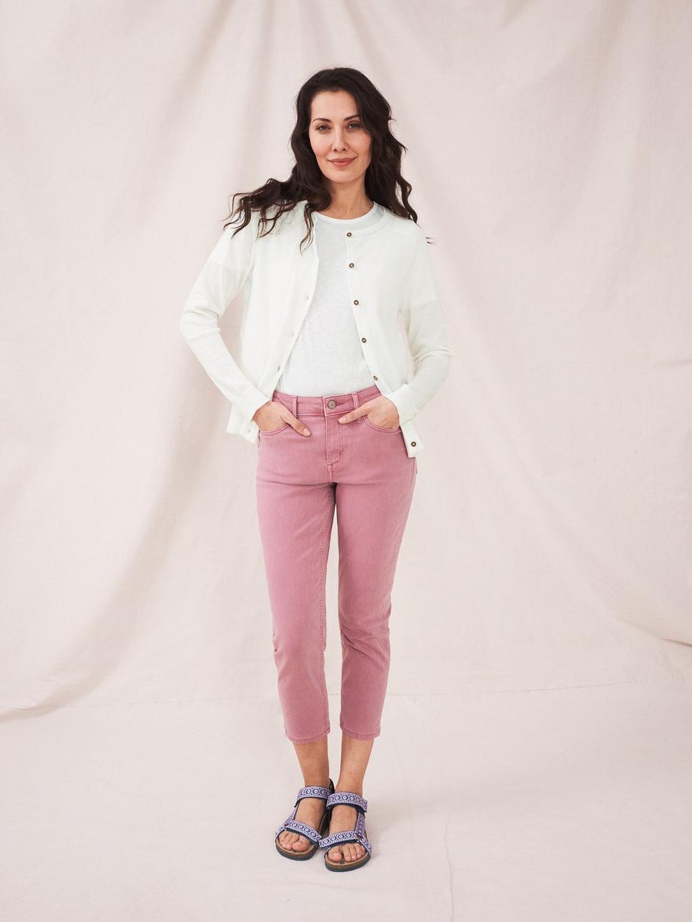 Lulu Cardigan in NAT WHITE - MODEL FRONT