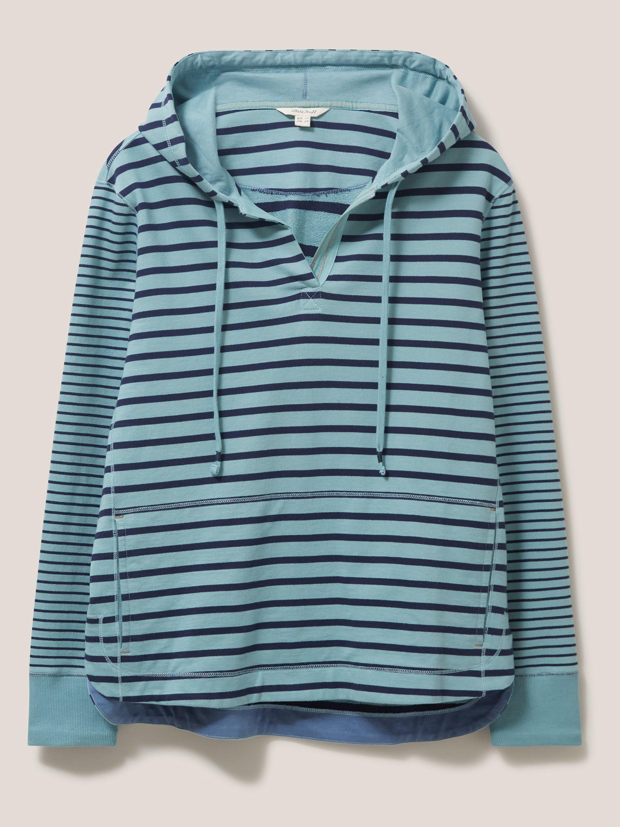 Milo Hooded Sweat in TEAL MLT - FLAT FRONT