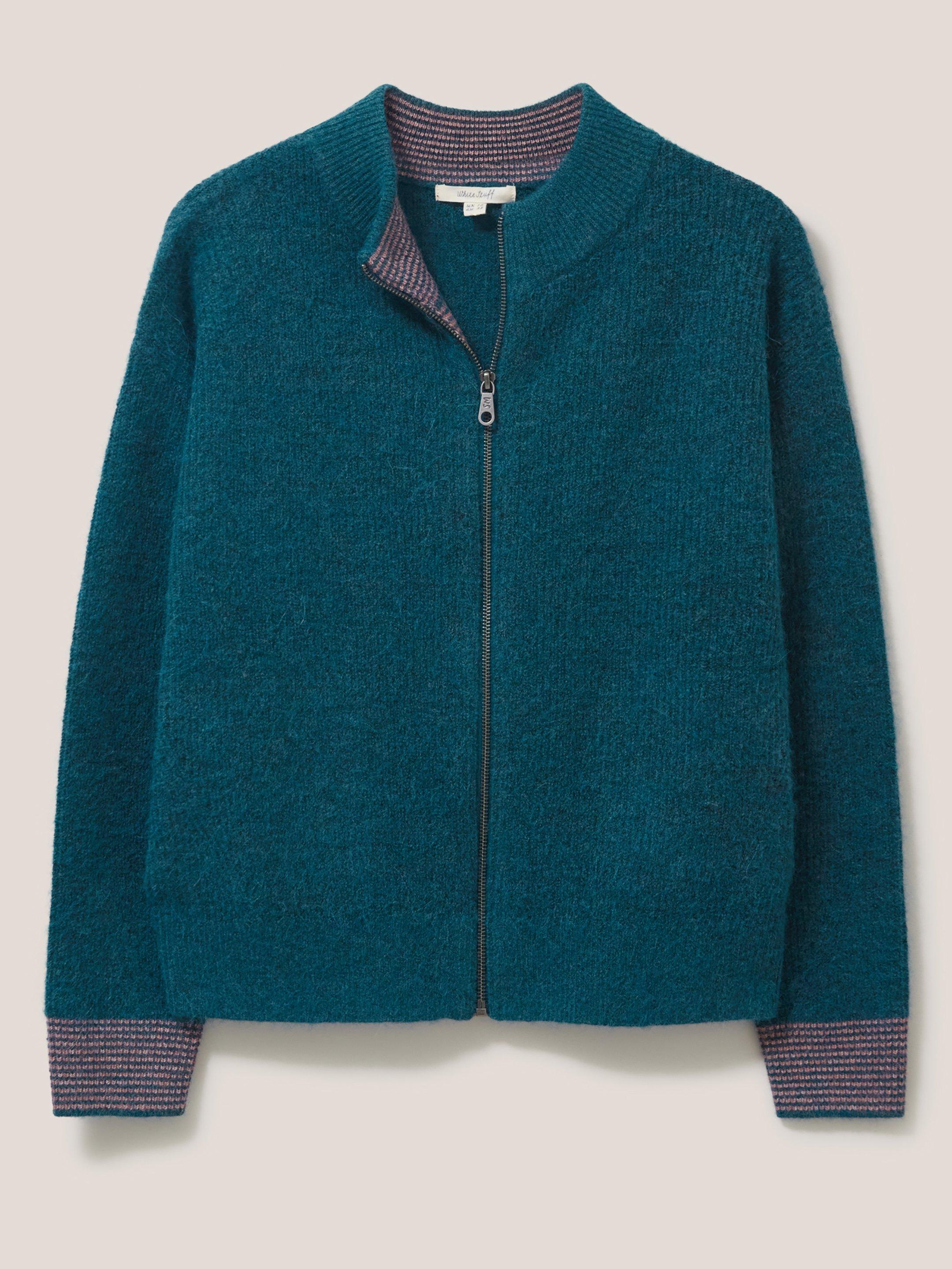 Weekend Knit Bomber in DK TEAL - FLAT FRONT