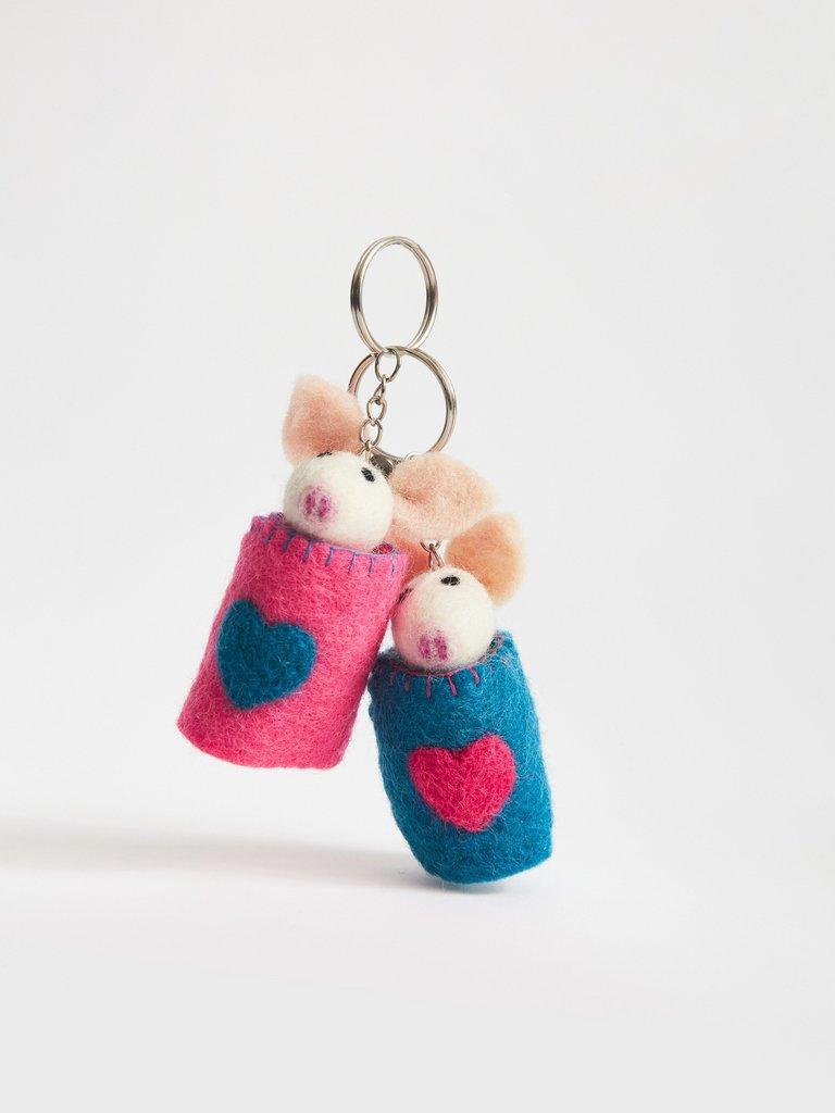 Pigs In Blankets Keyring in NAT MLT - FLAT FRONT