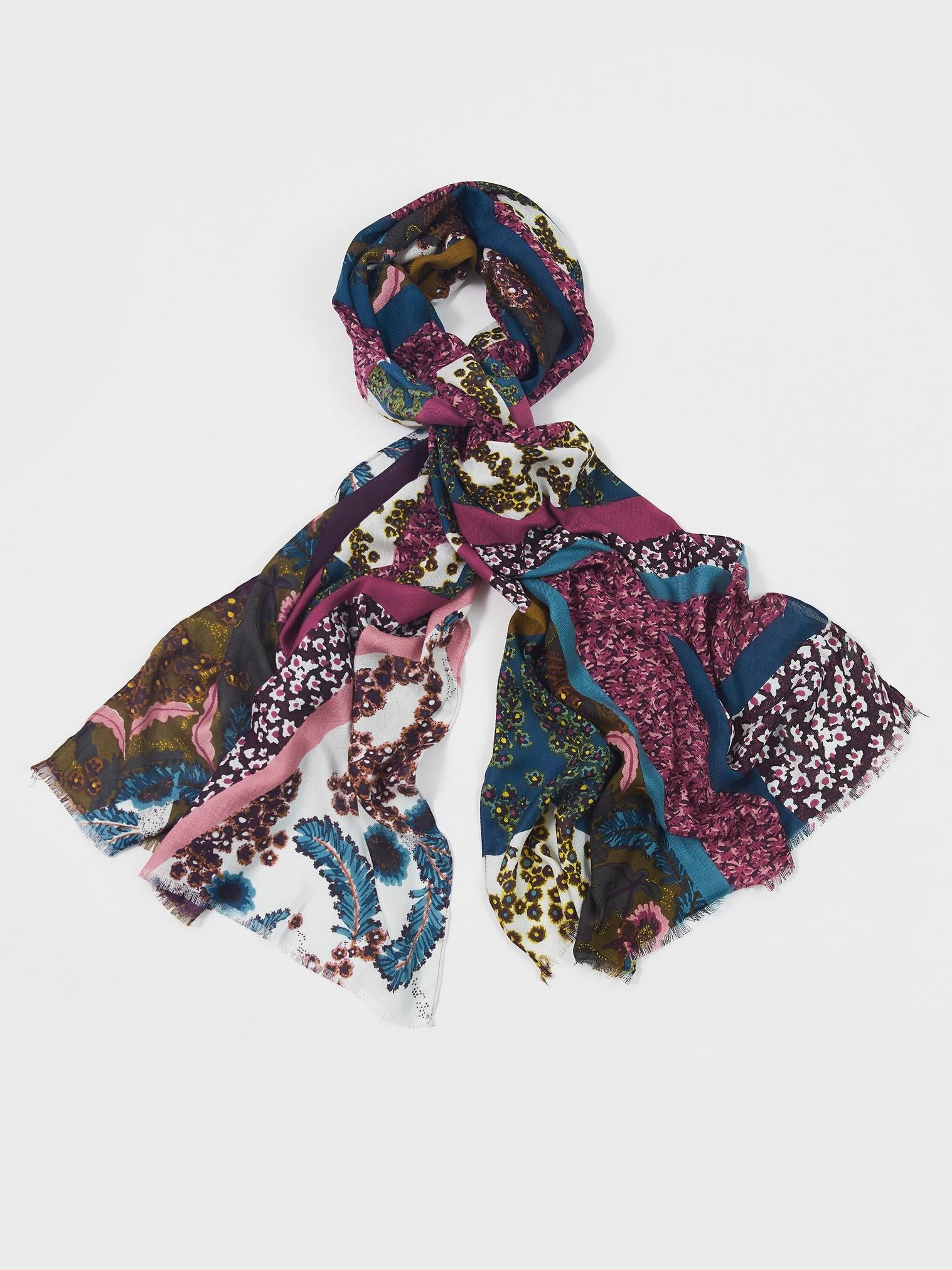 Bella Printed Bamboo Scarf in GREEN MLT - FLAT FRONT
