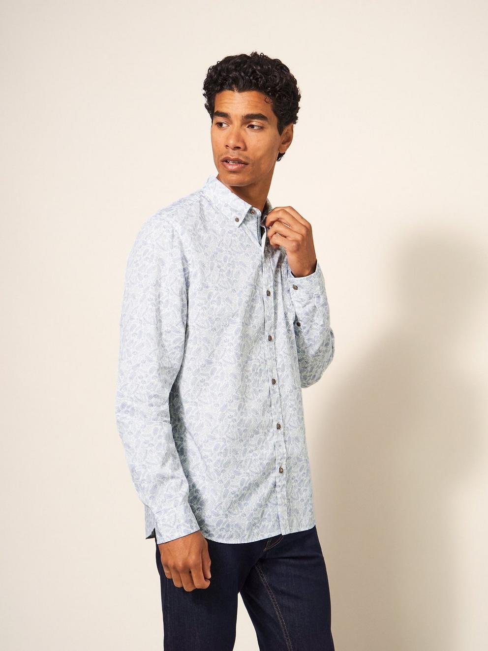 Hare Print Shirt in WHITE MLT - MODEL DETAIL