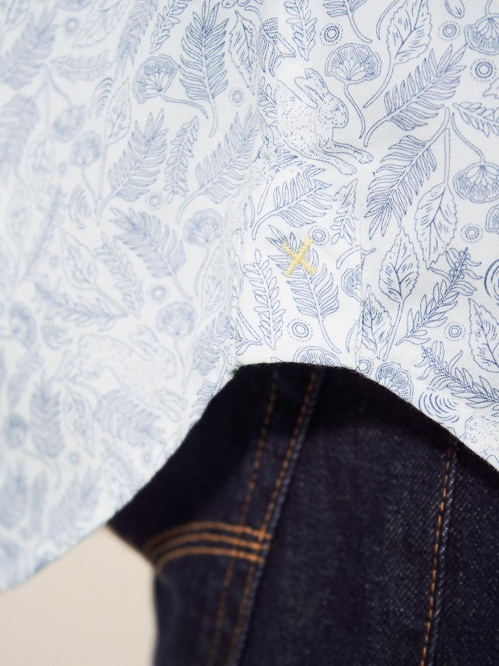 Hare Print Shirt in WHITE MLT - MODEL FRONT