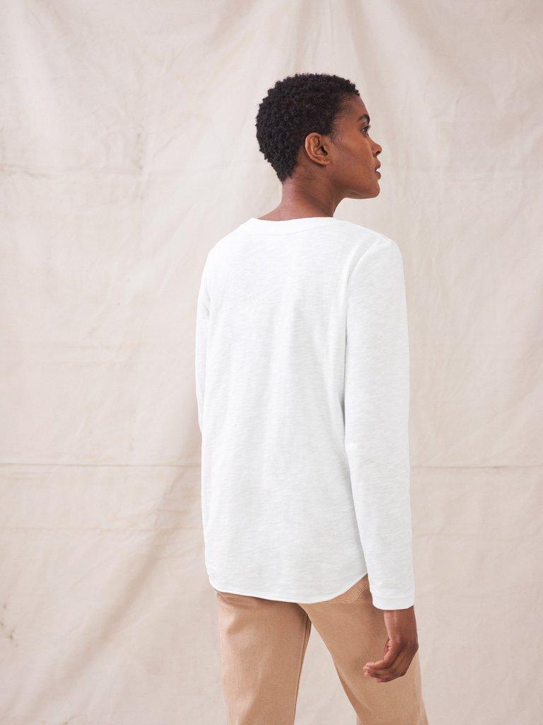Cassie Crew Tees in PALE IVORY - MODEL BACK