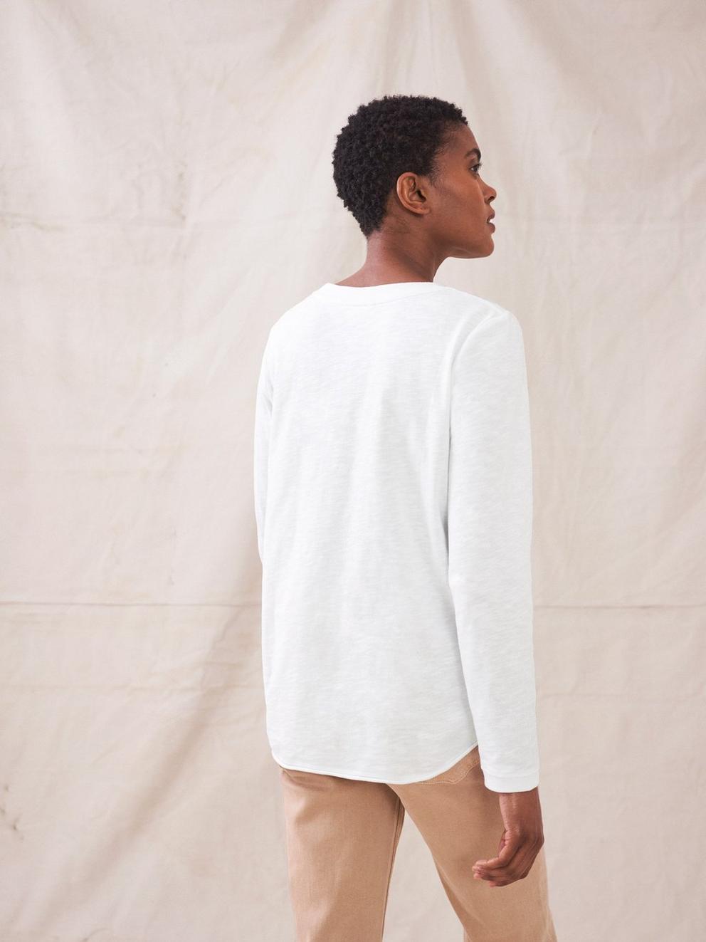 Cassie Crew Tees in PALE IVORY - MODEL BACK