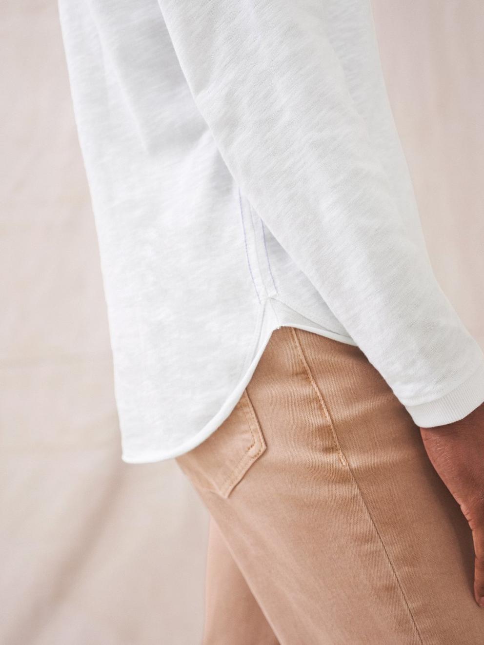 Cassie Crew Tees in PALE IVORY - MODEL DETAIL