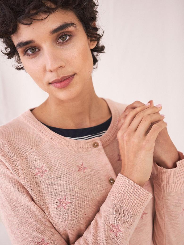 White Stuff Lulu Women's Embroidered Cardigan Ladies Long Sleeve Cotton