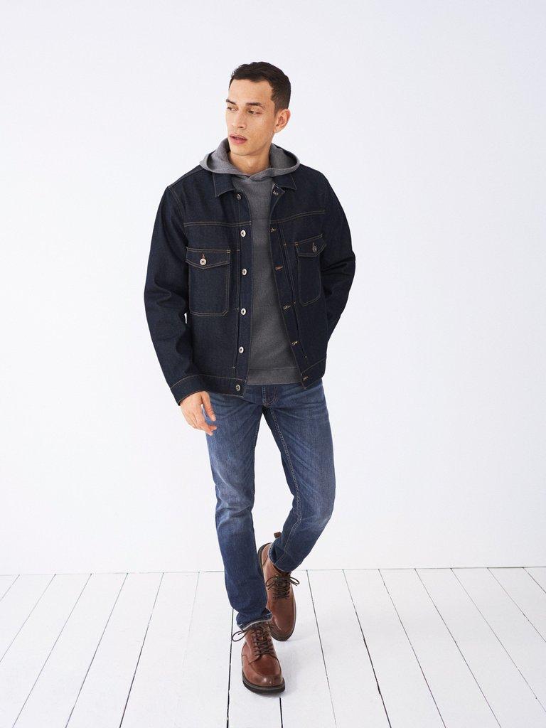 Denim Stanton Jacket in DK DENIM - MODEL FRONT