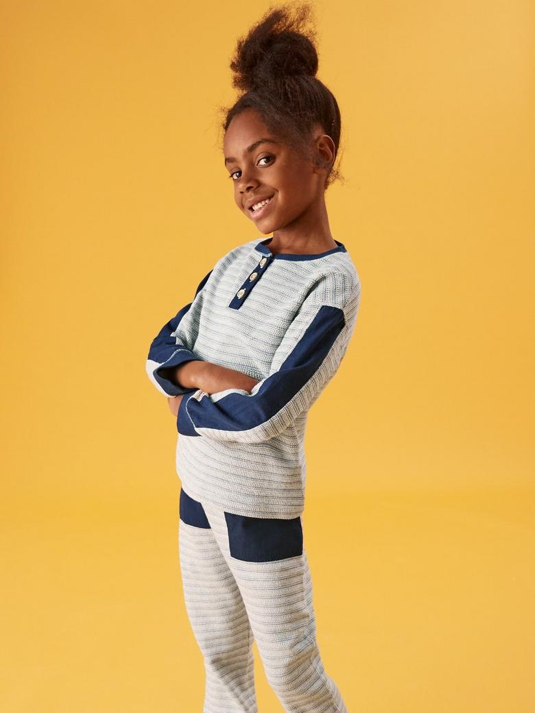 White Stuff Girls Jersey Top Marine Striped Kids Casual Long Sleeve Pullover