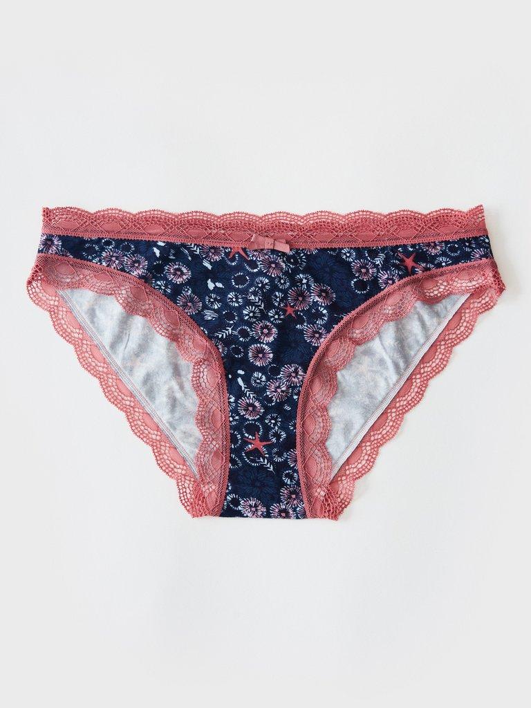 Star Blooms Knicker in NAVY MULTI - FLAT FRONT