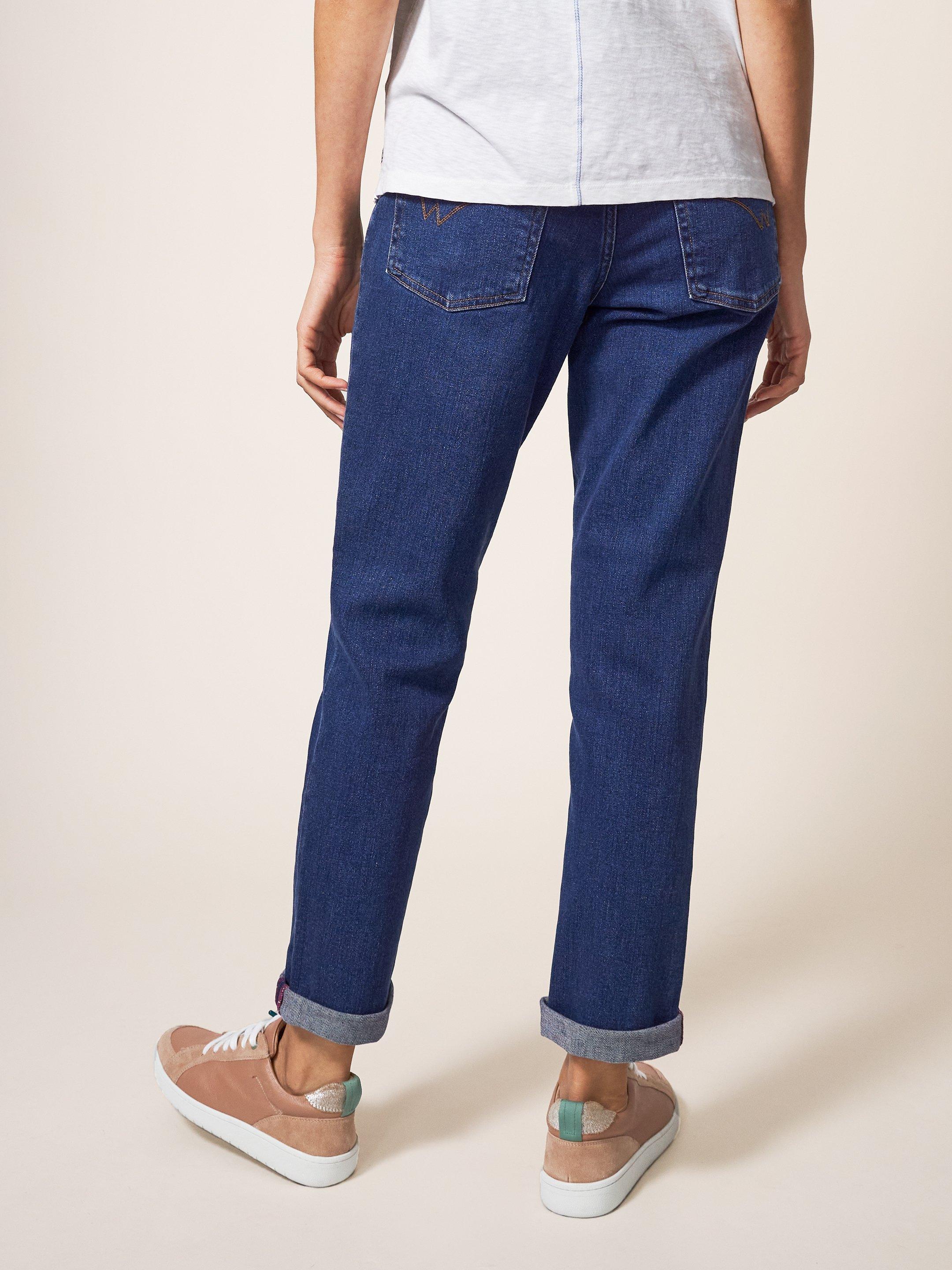 Brooke Straight Jeans in MID DENIM - MODEL BACK