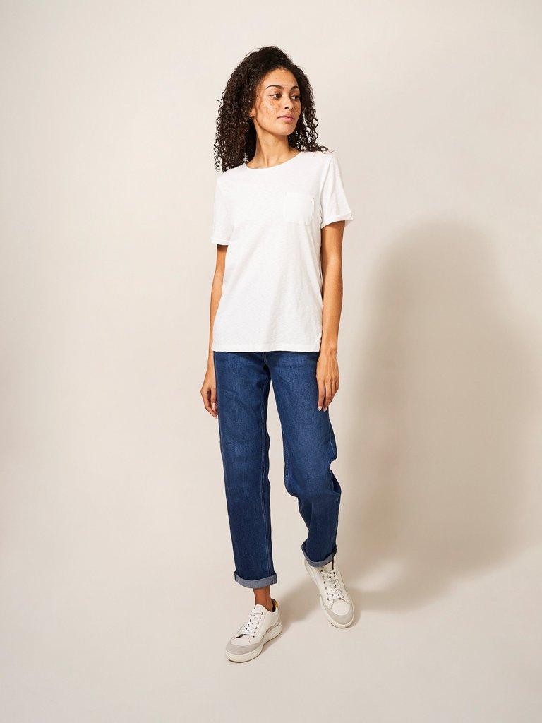 Katy Relaxed Slim Jean in MID DENIM - MODEL FRONT