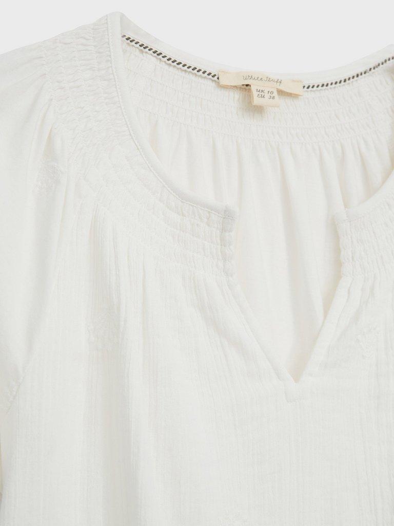 Luella Embroidered Top in NAT WHITE - FLAT DETAIL