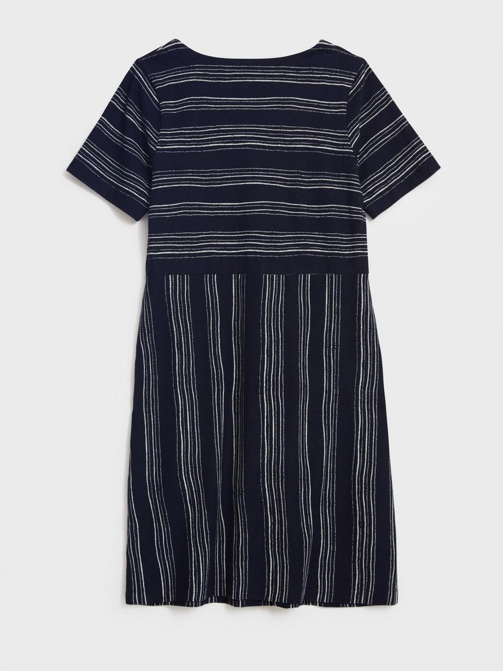 Ruby Jersey Dress (Cotton) in NAVY MULTI - FLAT BACK