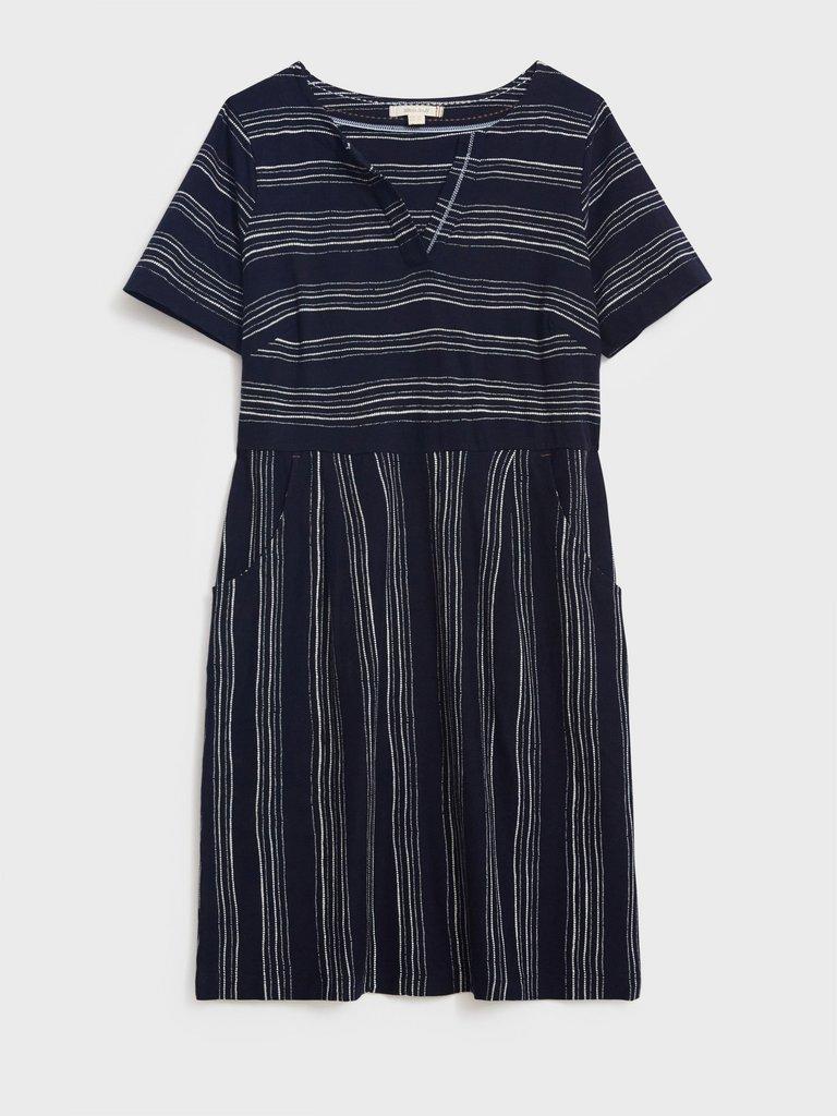 Ruby Jersey Dress (Cotton) in NAVY MULTI - FLAT FRONT