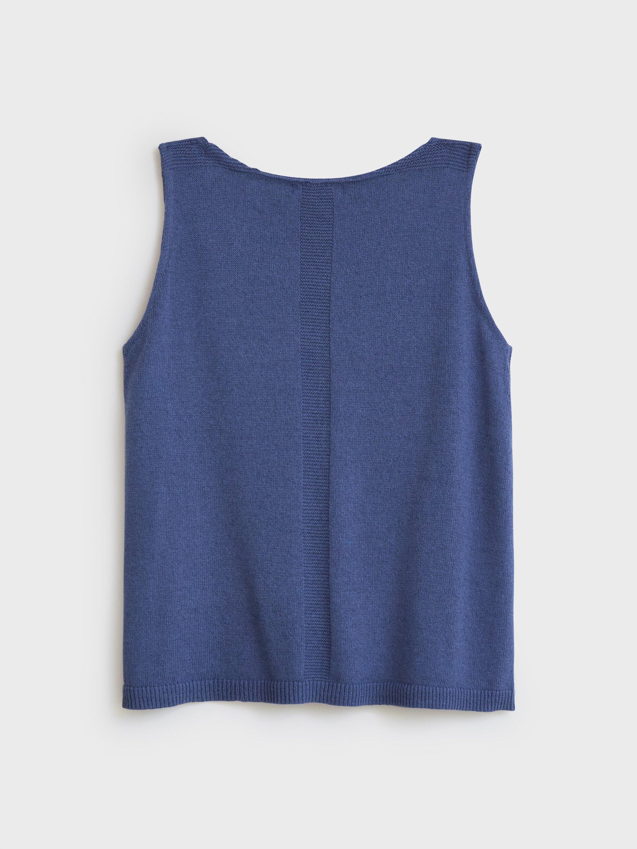 Tallulah Knit Vest in MID BLUE - FLAT BACK