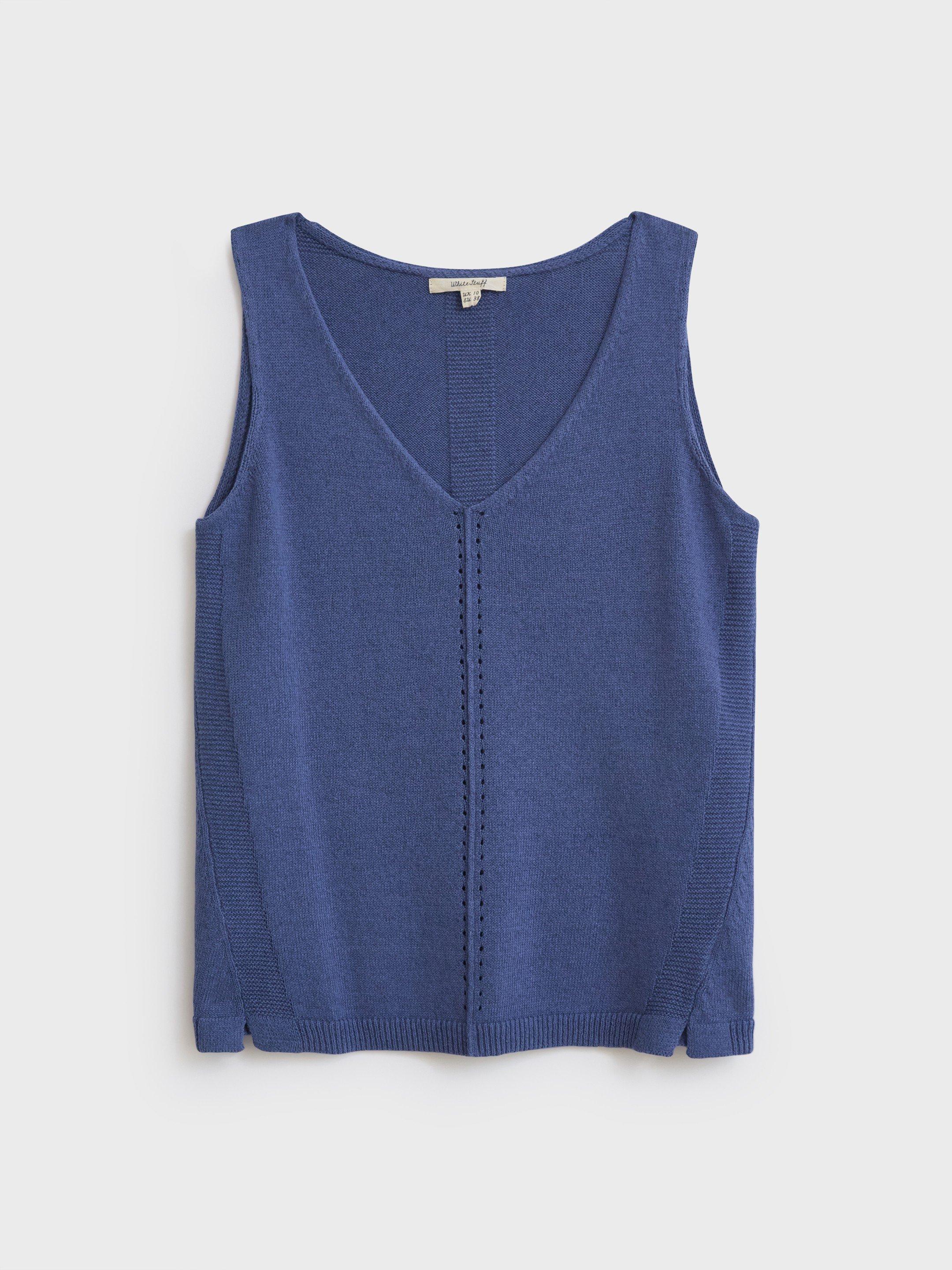 Tallulah Knit Vest in MID BLUE - FLAT FRONT