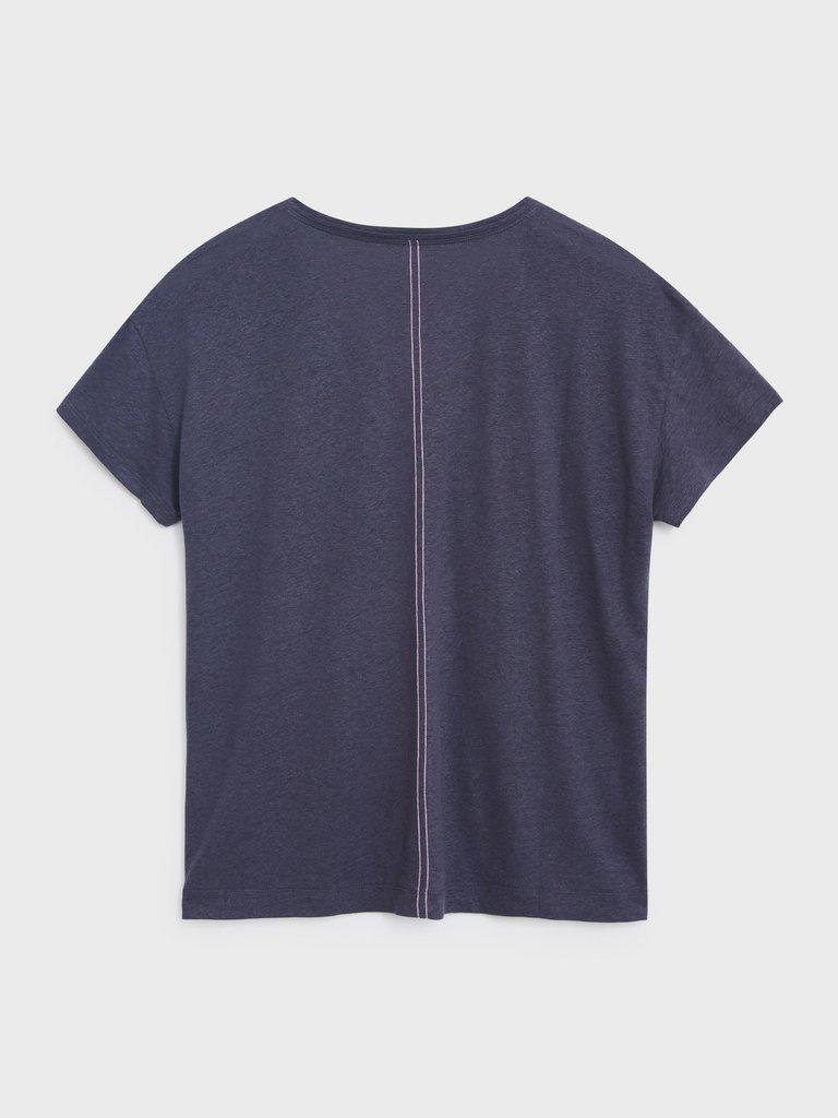 Voop Neck Linen Tee in DUS PURPLE - FLAT BACK