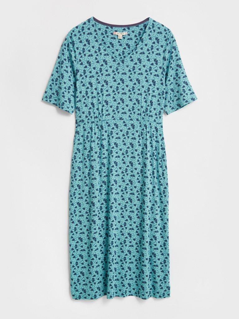 Kara Eco Vero Jersey Dress in BLUE MLT - FLAT FRONT