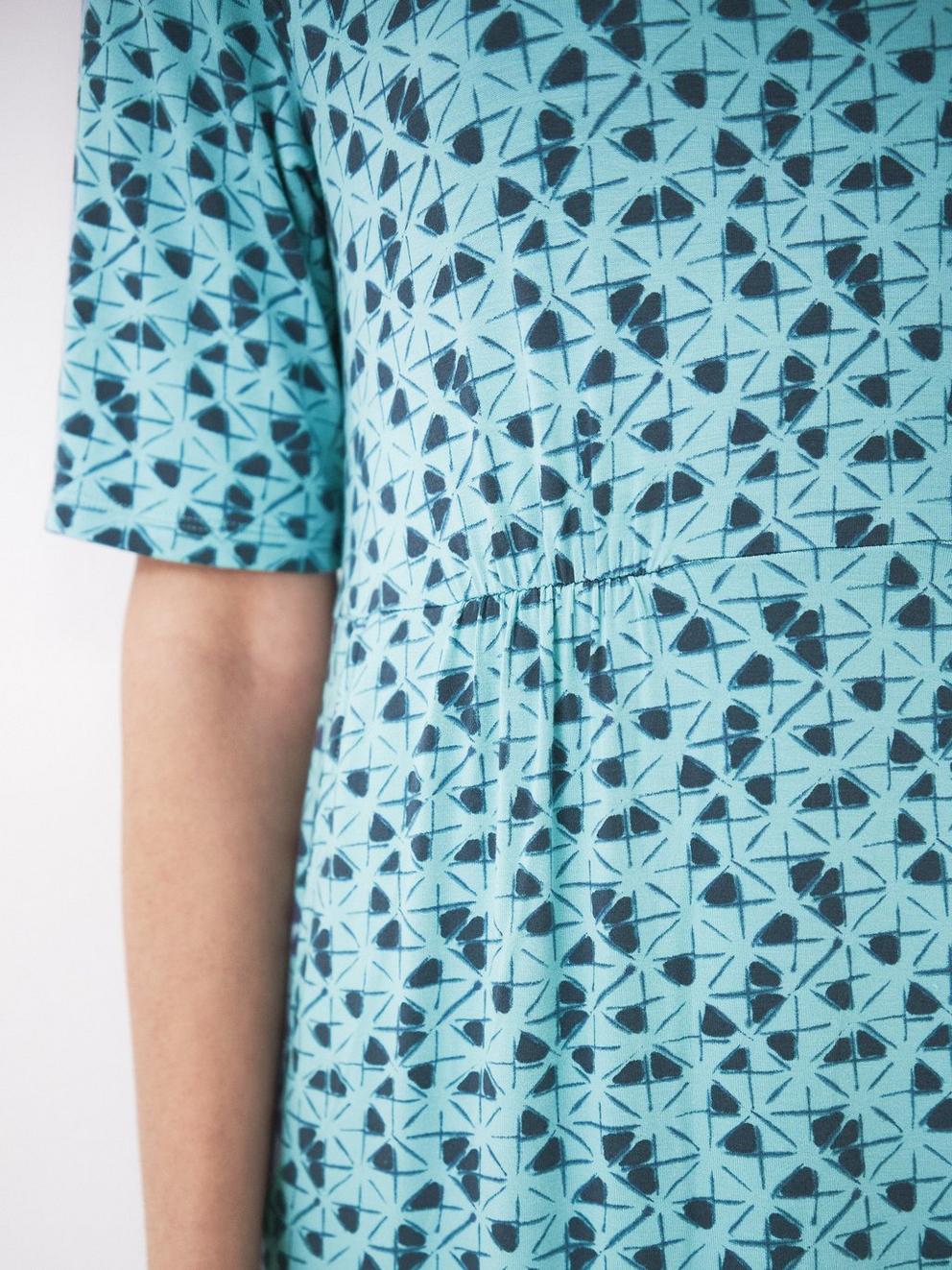 Kara Eco Vero Jersey Dress in BLUE MLT - MODEL DETAIL