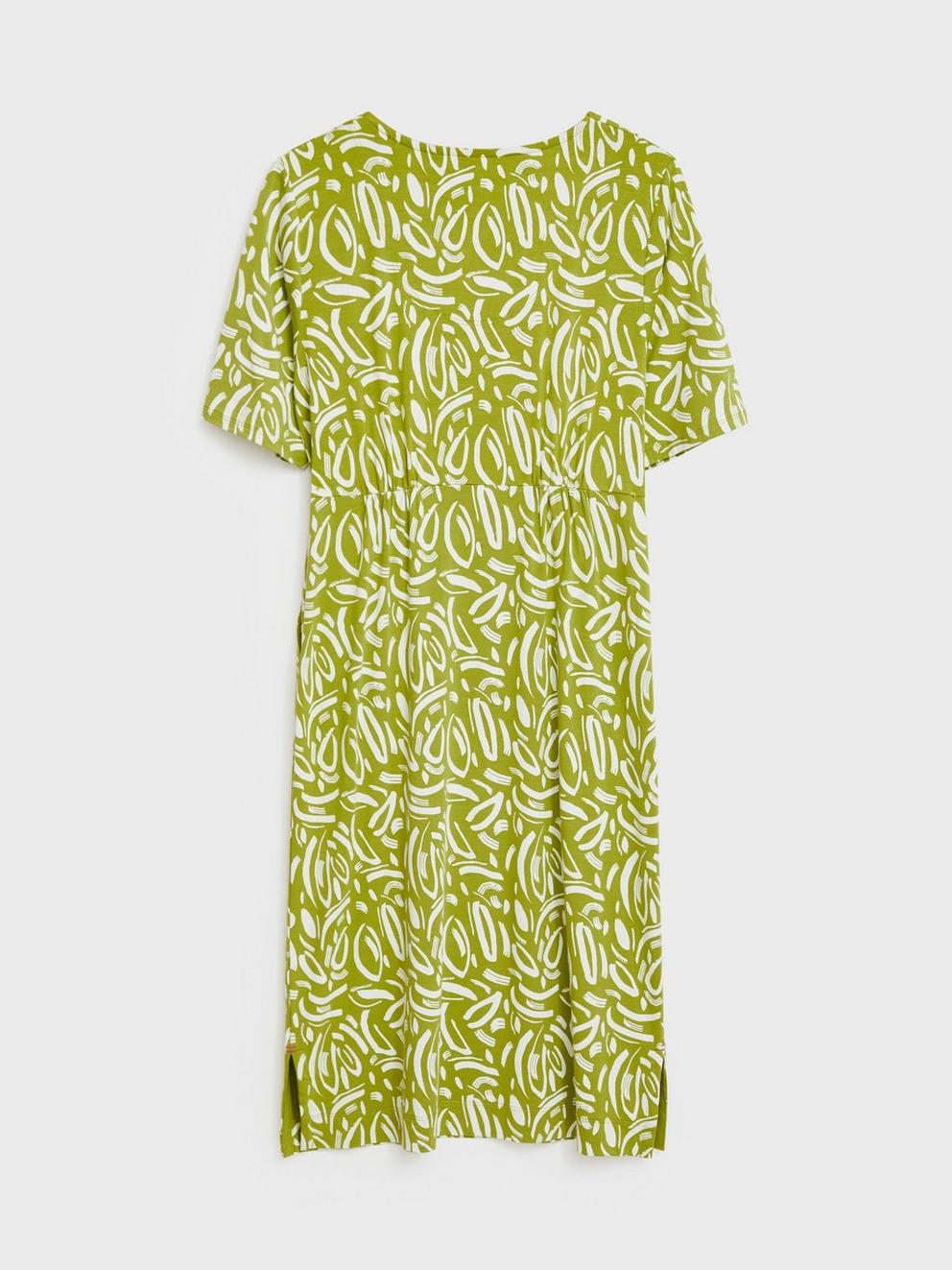 Kara Eco Vero Jersey Dress in GREEN MLT - FLAT BACK