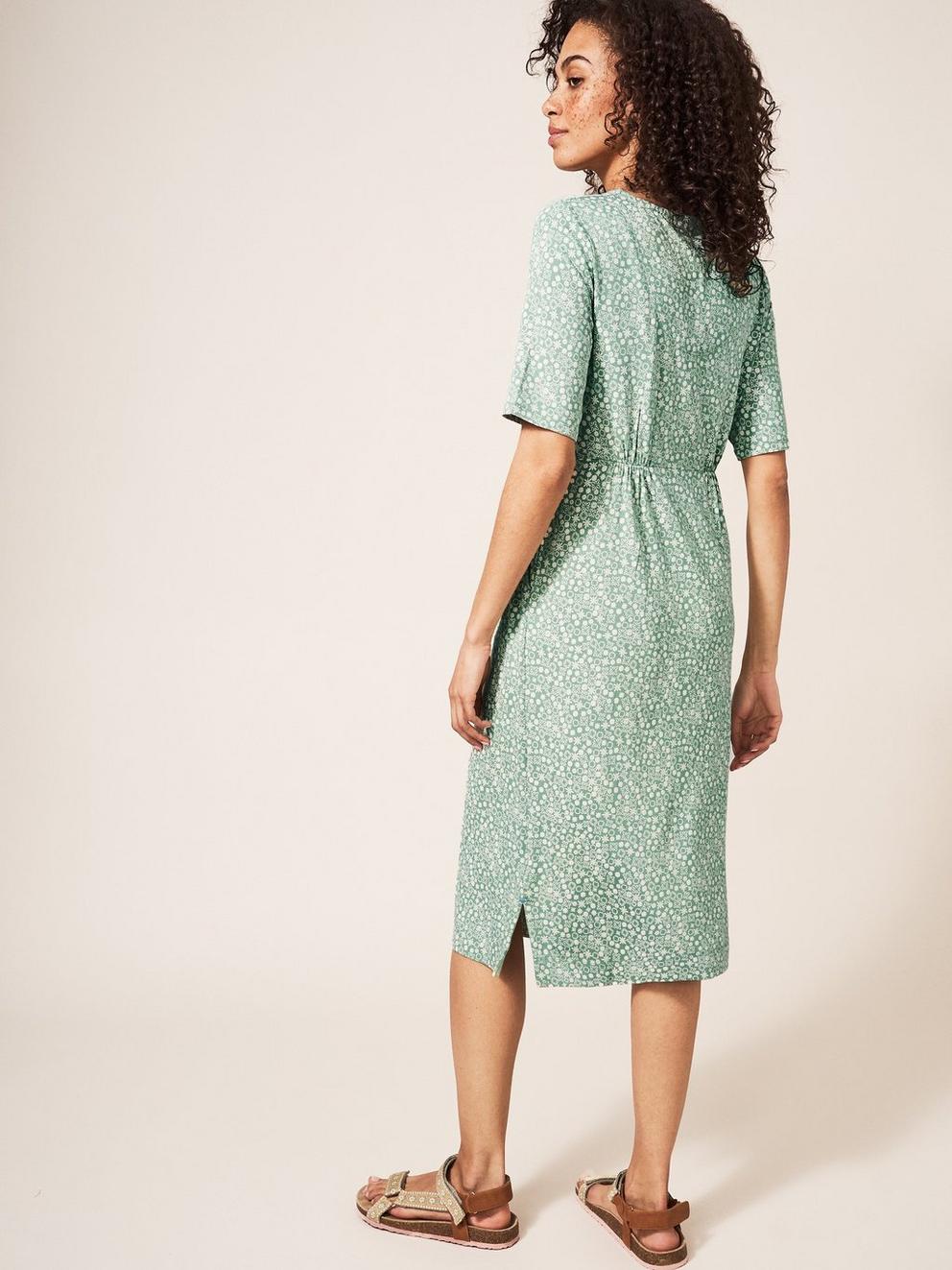 Kara Eco Vero Jersey Dress in GREEN PR - MODEL BACK