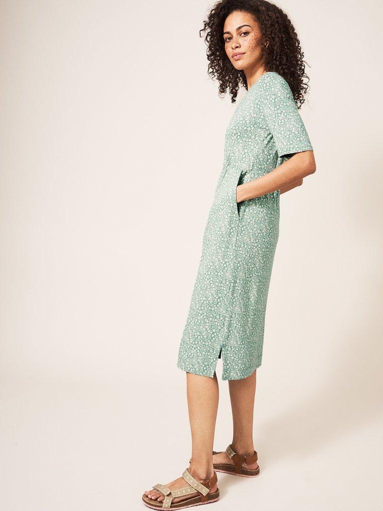 Kara Eco Vero Jersey Dress in GREEN PR - MODEL FRONT