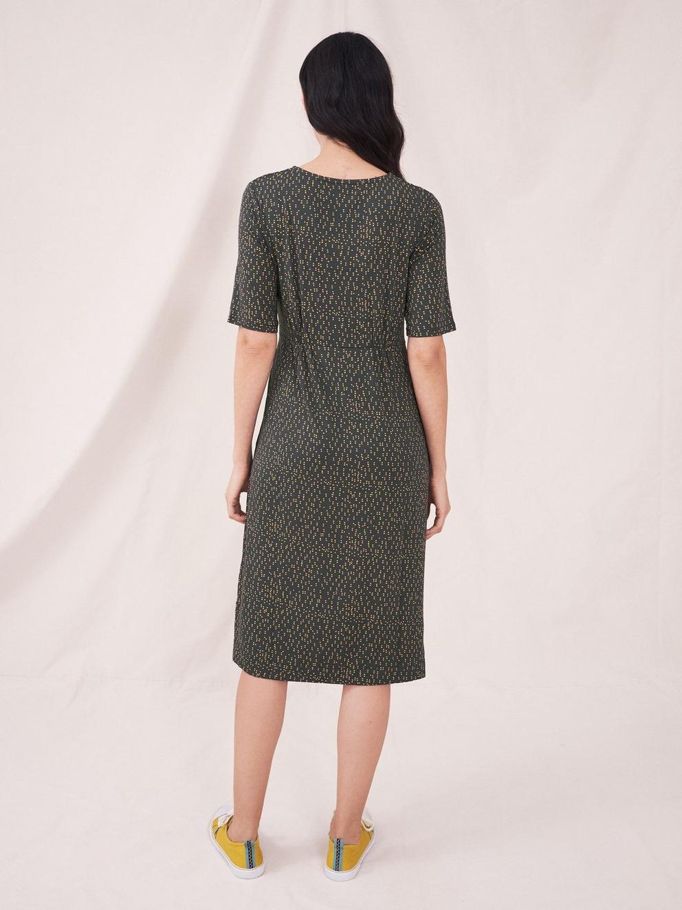 Kara Eco Vero Jersey Dress in GREY MULTI - MODEL BACK