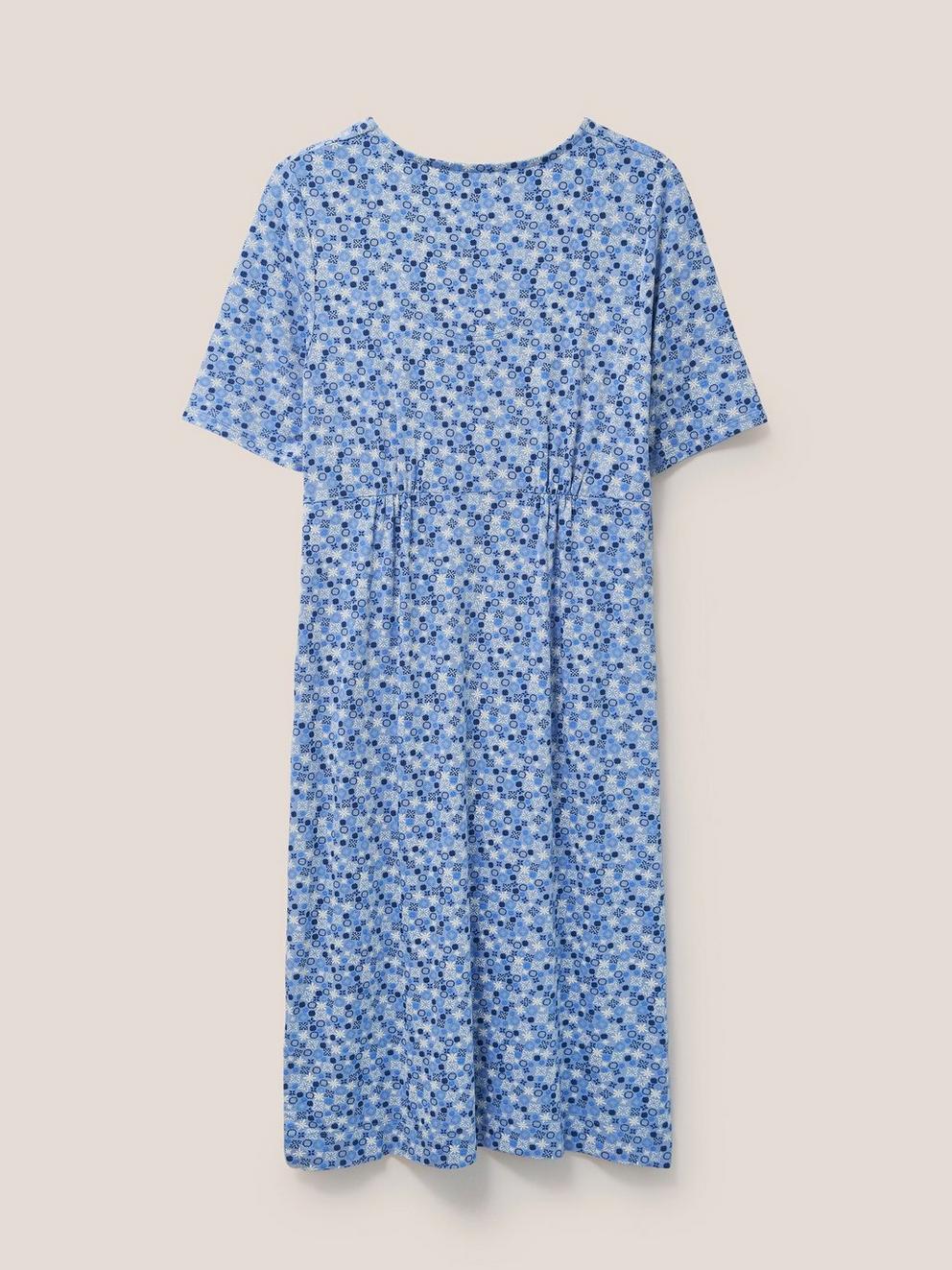 Kara Eco Vero Jersey Dress in MID BLUE - FLAT BACK