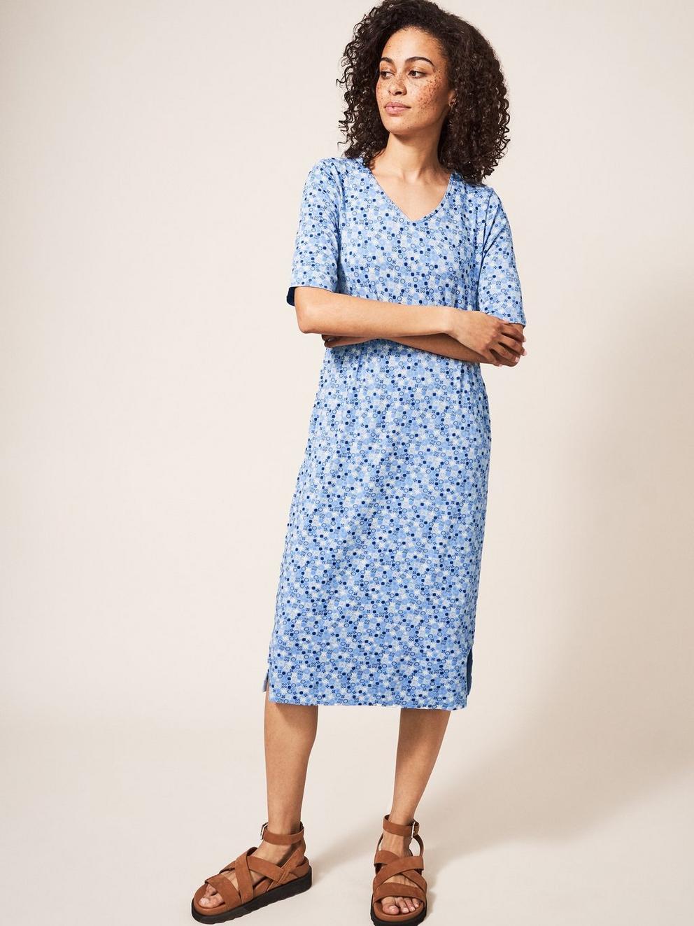 Kara Eco Vero Jersey Dress in MID BLUE - LIFESTYLE