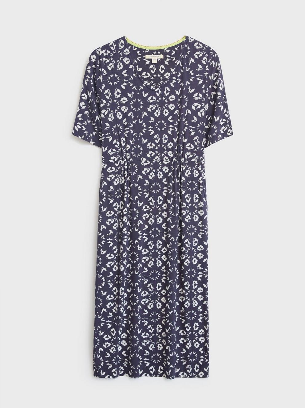 Kara Eco Vero Jersey Dress in PURPLE MLT - FLAT FRONT