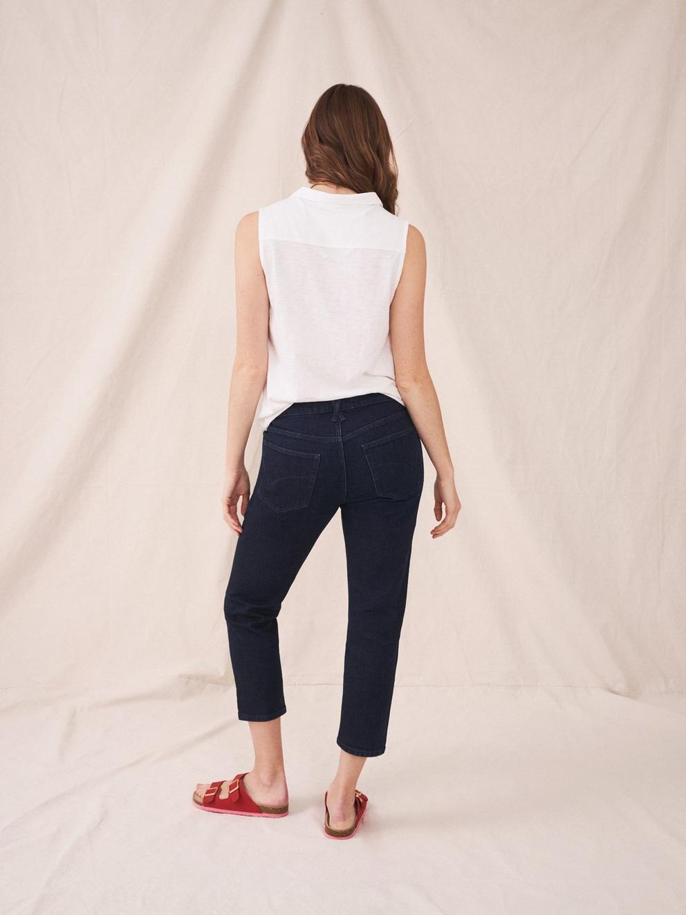 Brooke Straight Crop Jean in DK DENIM - MODEL BACK