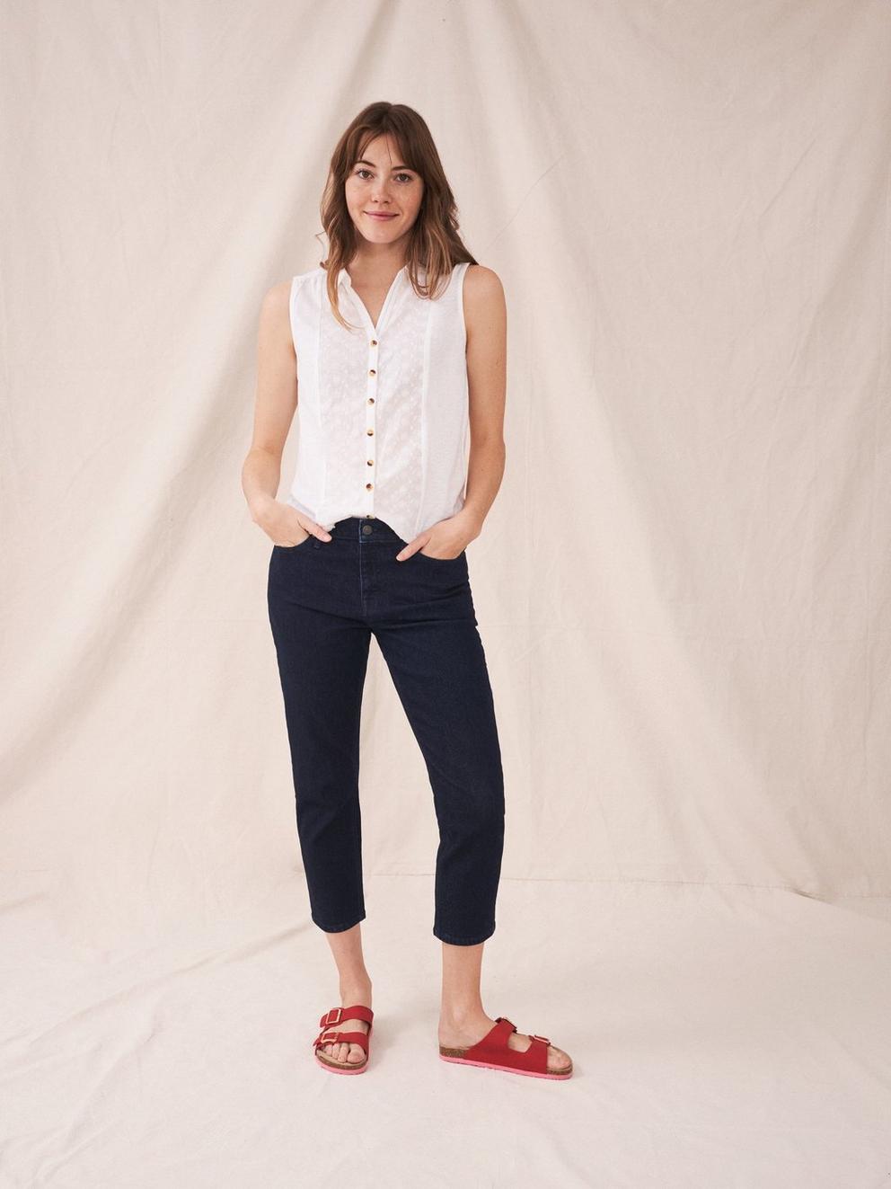 Brooke Straight Crop Jean in DK DENIM - MODEL FRONT