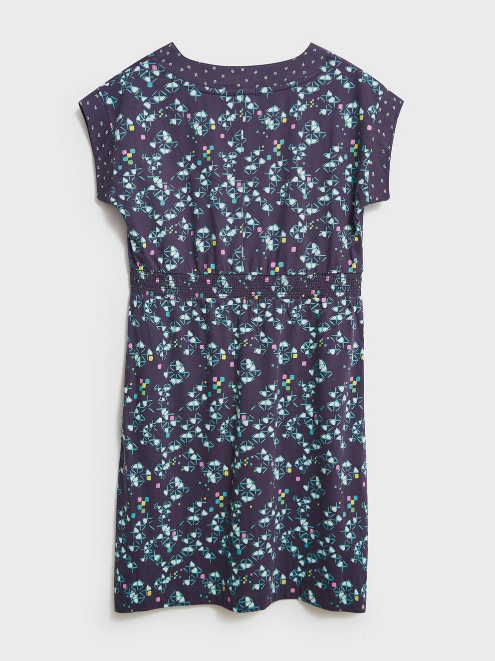 Penny Cotton Jersey Dress in PURPLE MLT - FLAT BACK