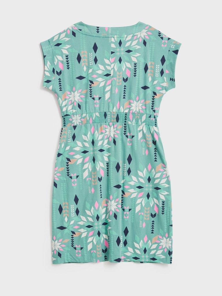 Penny Cotton Jersey Dress in TEAL MLT - FLAT BACK