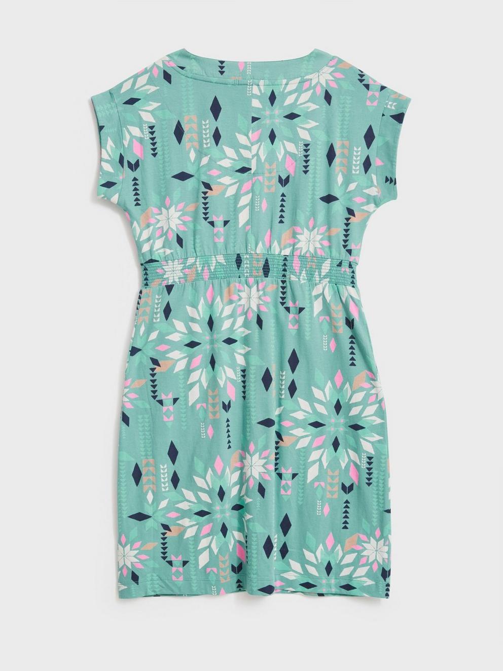 Penny Cotton Jersey Dress in TEAL MLT - FLAT BACK