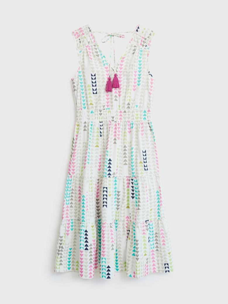 White Stuff Regina Women's Embroidered Midi Dress Cotton Summer Ladies