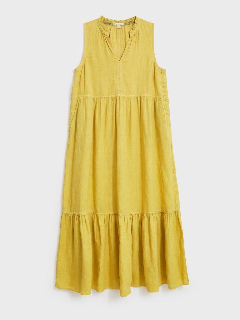 Sophia Linen Maxi Dress in MID CHART - FLAT FRONT