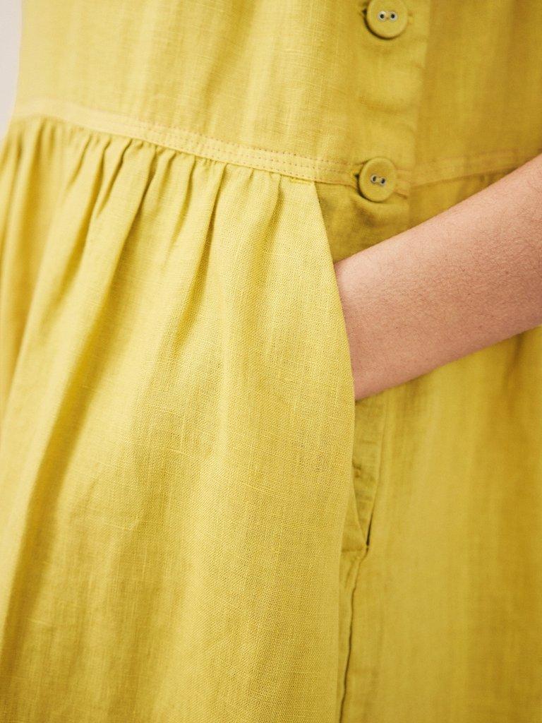 Sophia Linen Maxi Dress in MID CHART - MODEL DETAIL