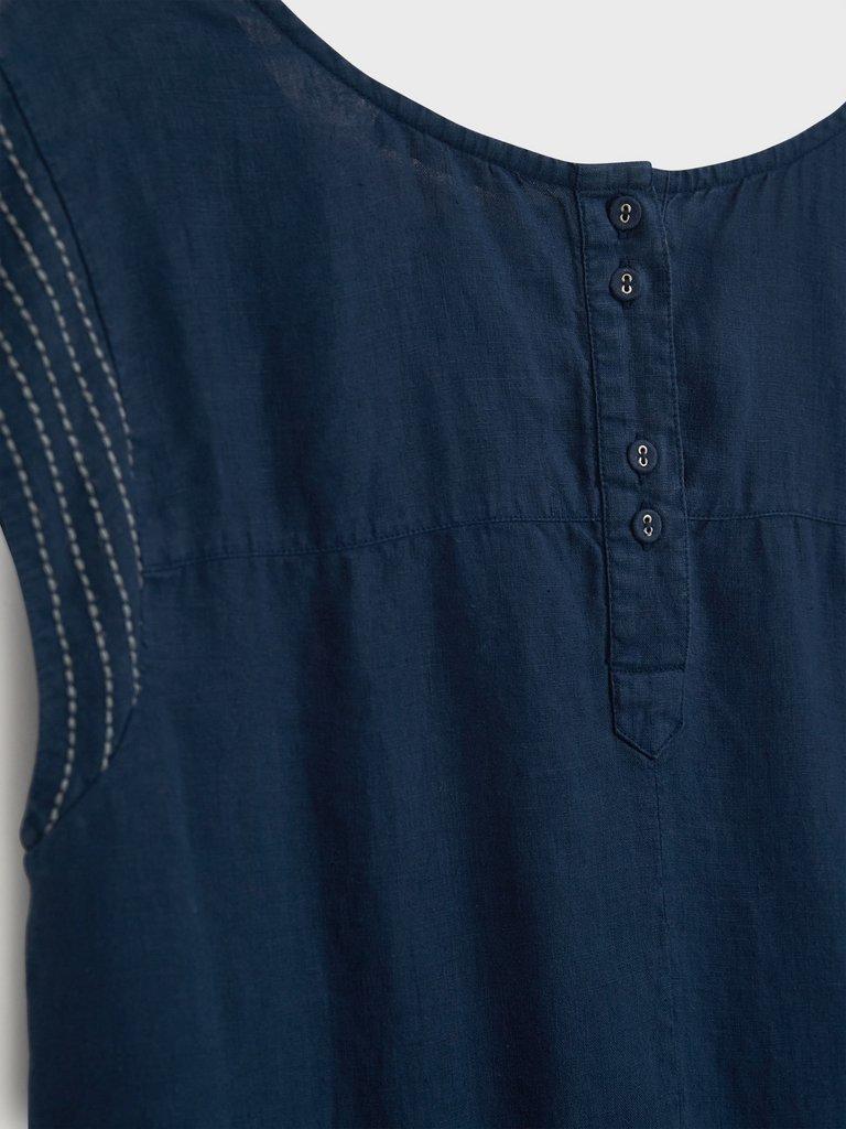 Adele Linen Dress in DARK NAVY - FLAT DETAIL