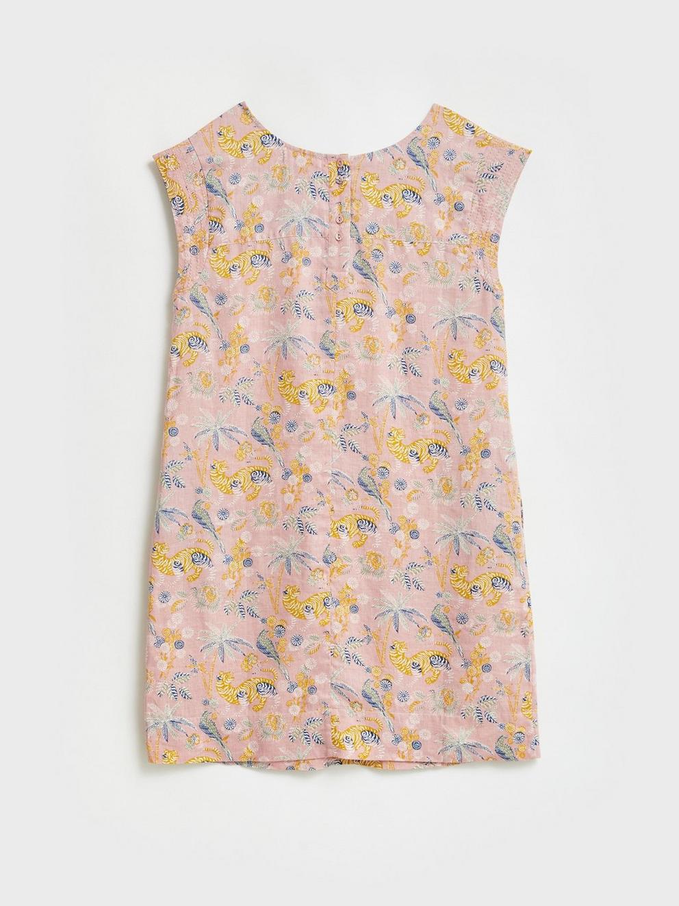 Adele Linen Dress in PINK MLT - FLAT BACK