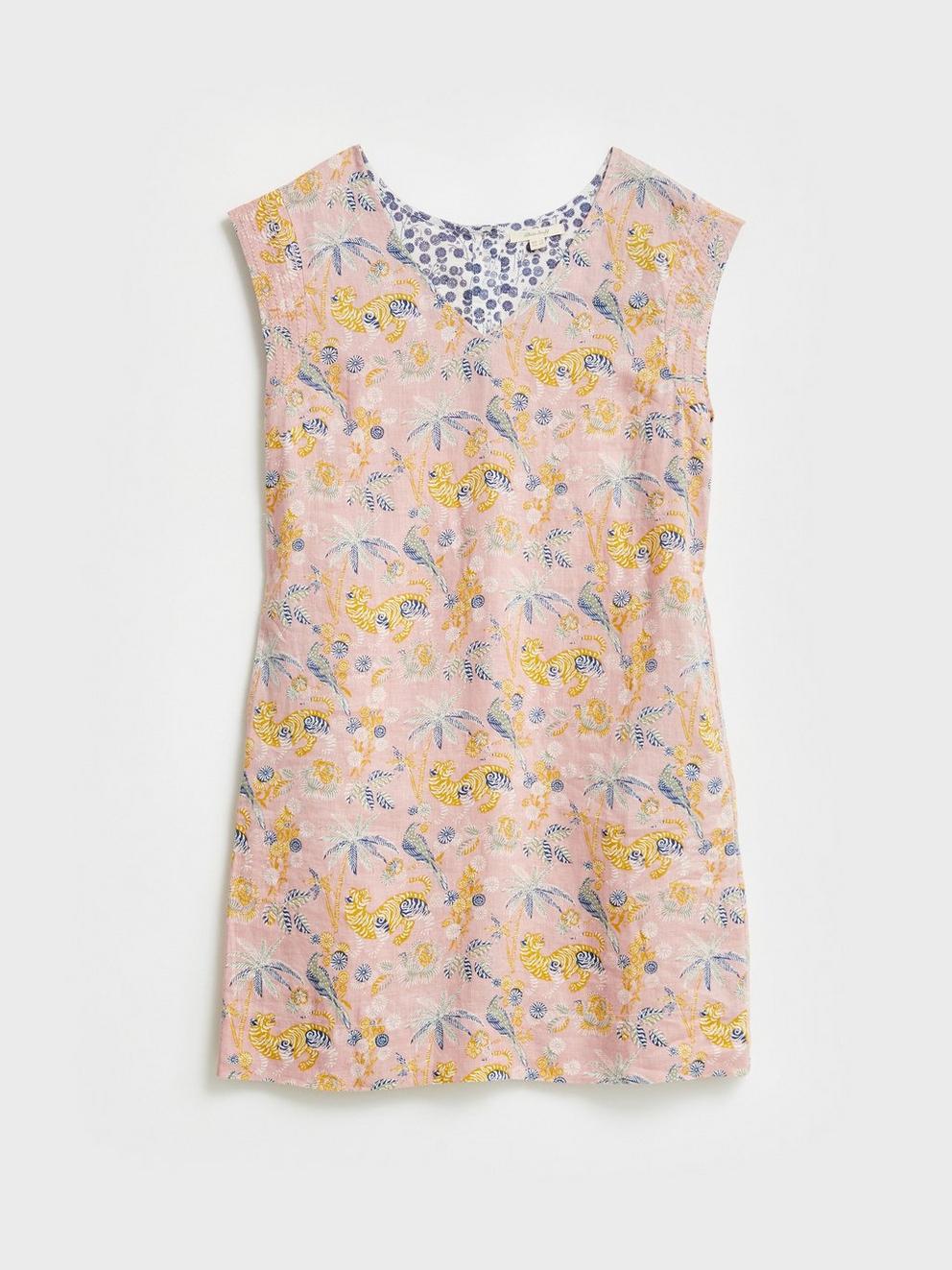 Adele Linen Dress in PINK MLT - FLAT FRONT