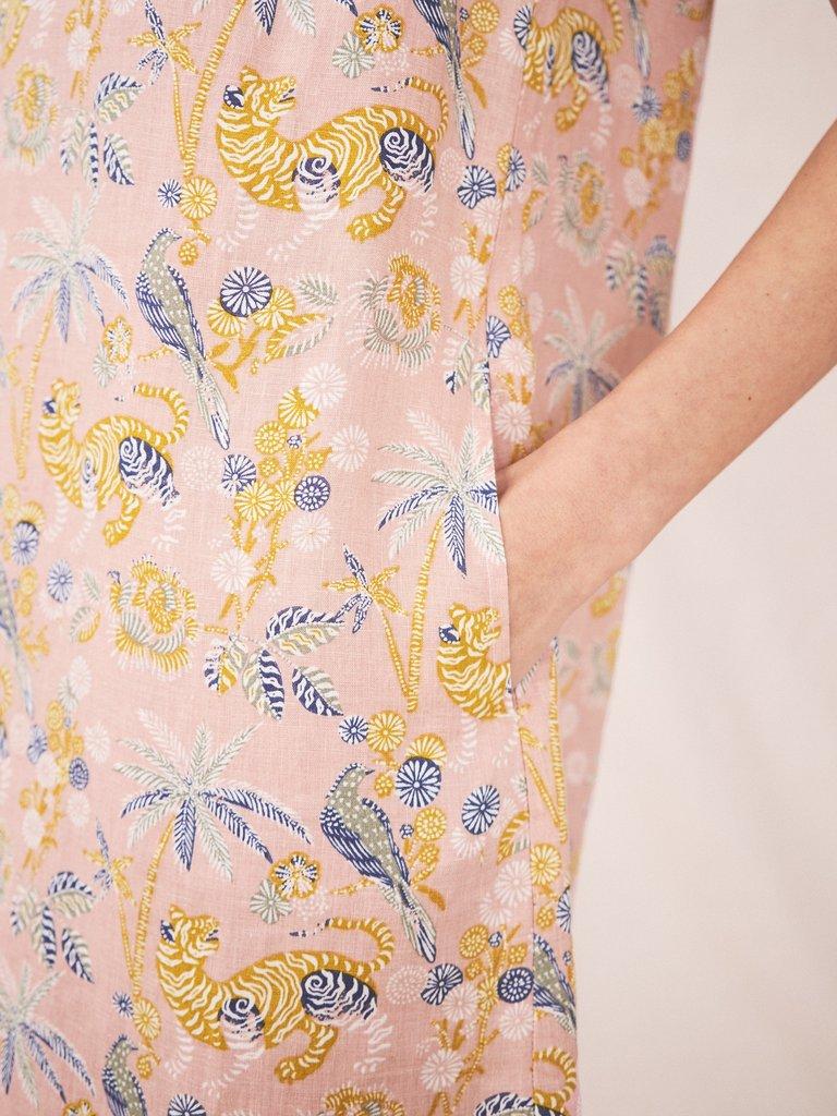 Adley Linen Dress in PINK MLT - MODEL DETAIL