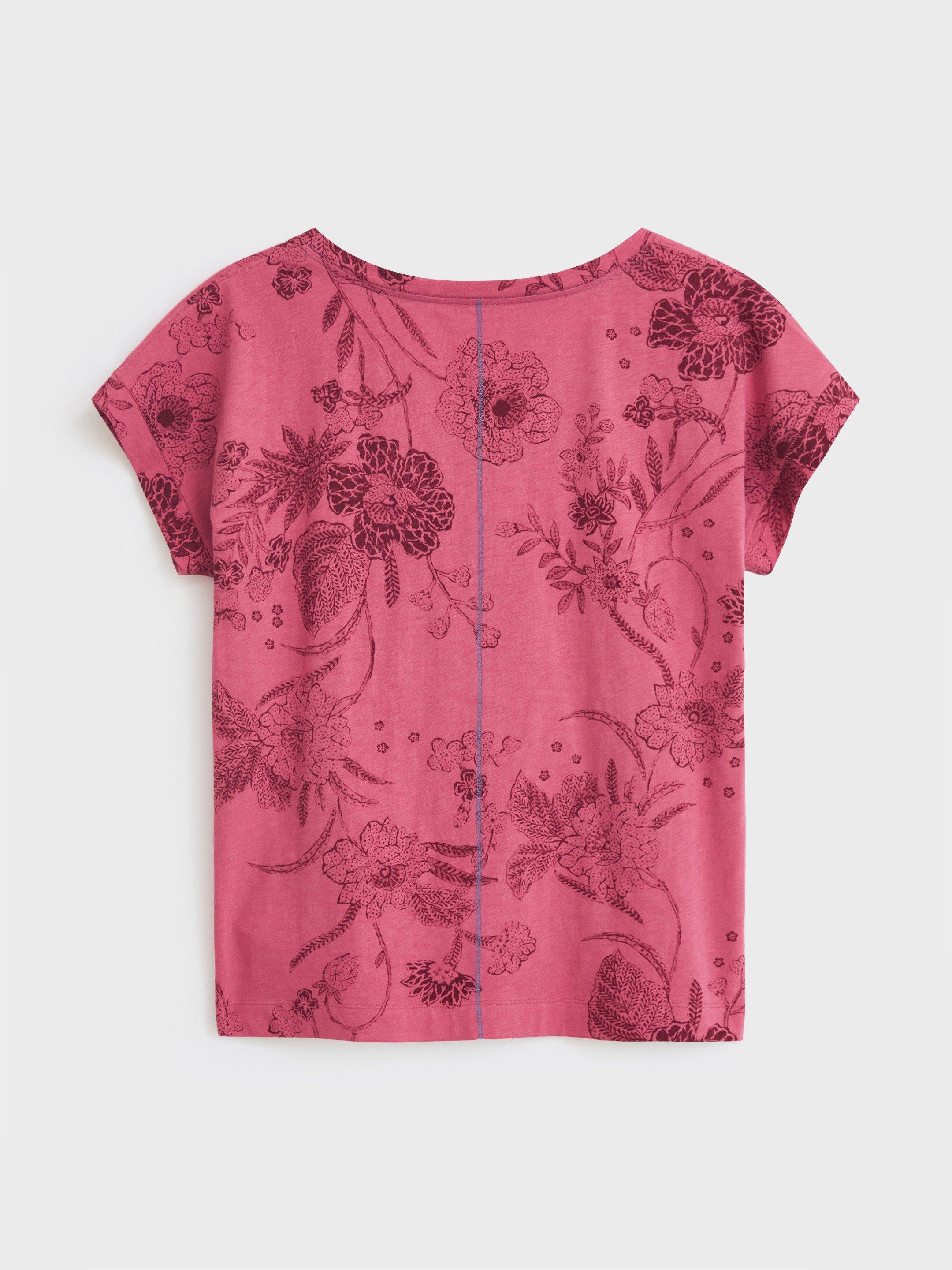 Nelly Notch Printed Tee in PINK PR - FLAT BACK