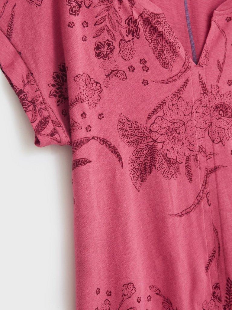 Nelly Notch Printed Tee in PINK PR - FLAT DETAIL