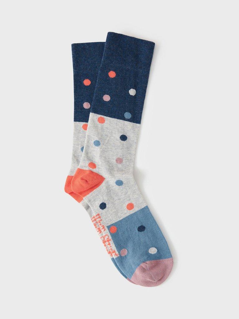 Colourblock Fun Spot Sock in GREY MLT - FLAT FRONT