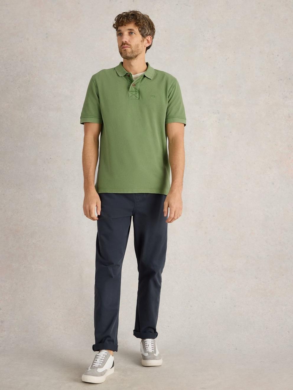 Utility Polo in BRT GREEN - MODEL FRONT