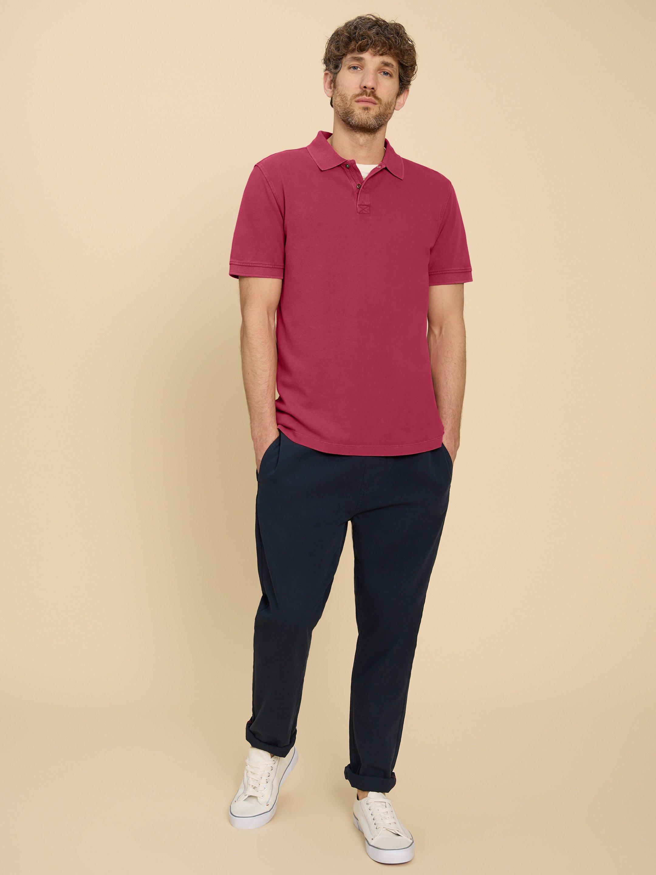 Utility Polo in DEEP PINK - MODEL FRONT
